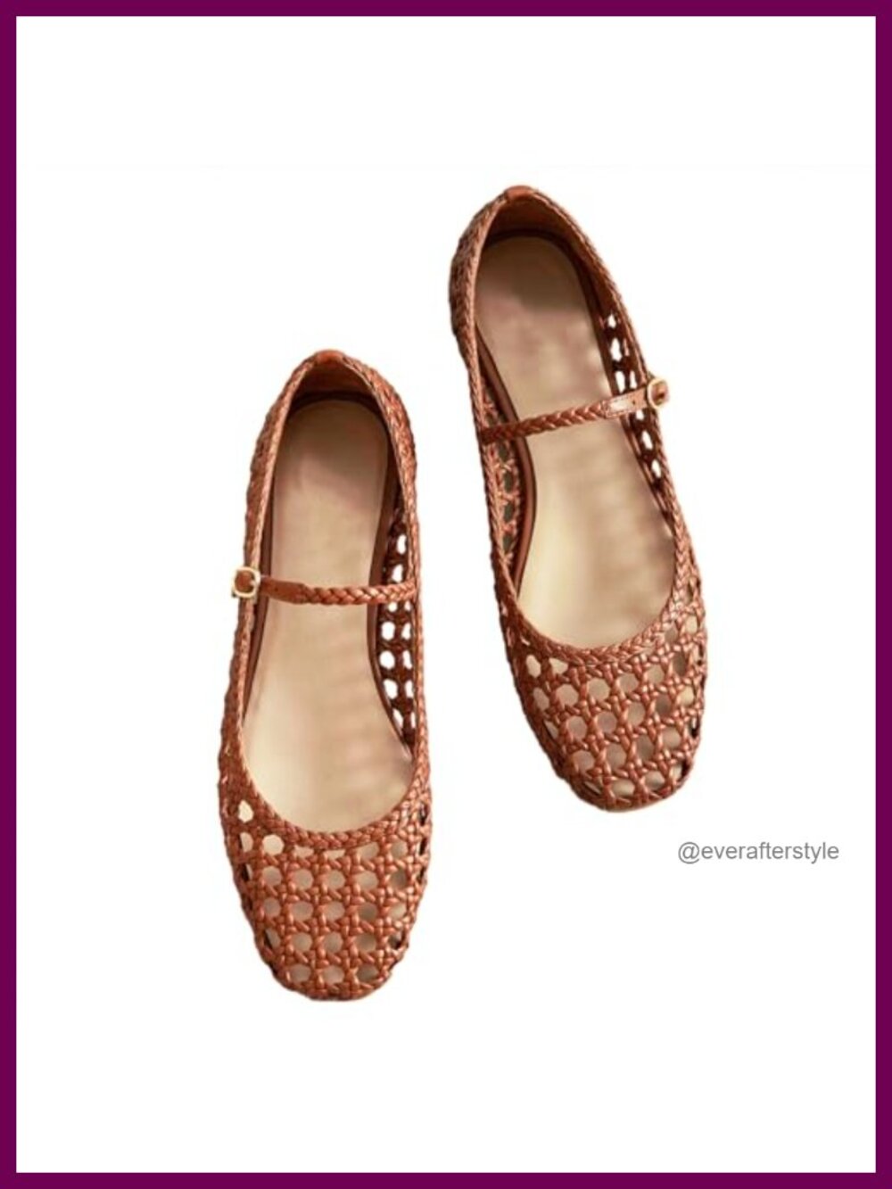 Woven Mesh Ballet Flats with Metal Buckle Strap Round Toe Mary Jane